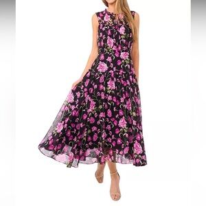 Women's Sleeveless Shirred Midi Dress